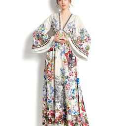 JC Collection Beige Floral Maxi Dress-image-56