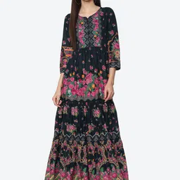 Biba Black Floral Maxi Dress-picture-11
