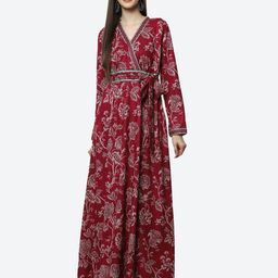 Biba Women Burgundy Floral Maxi Dress-image-64