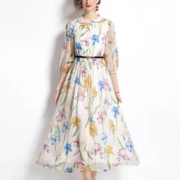 JC Collection White & Blue Floral Peter Pan Collar Maxi Dress-picture-42