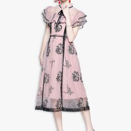 JC Collection Pink & Black Floral Midi Dress-image-7