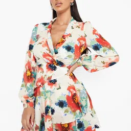 Boohoo Abstract Print Wrap Mini Dress-image-5