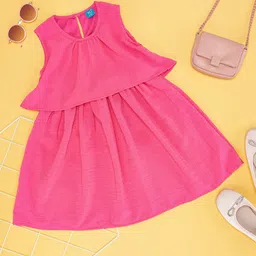 YU by Pantaloons Girls Self Design Round Neck Sleeveless A-Line Dress-picture-18