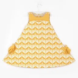STORY TAILOR Yellow Ethnic Motifs A-Line Pure Cotton Dress-image-99