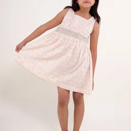 My Little Lambs Floral Printed Square Neck Sleeveless A-Line Dress-29