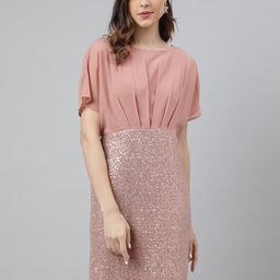 Latin Quarters Embellished Round Neck Pleated Sheath Dress-image-53