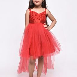 Jelly Jones Girls Red Embellished Net Midi Dress-picture-46