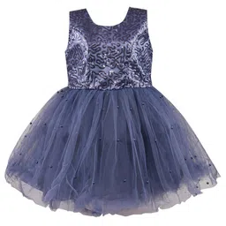 Wish Karo Grey & Silver-Toned Embellished Net Dress-13