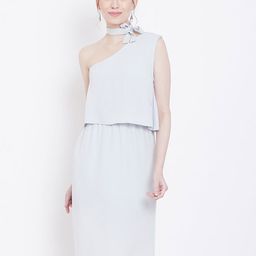 DODO & MOA One Shoulder Layered Sheath Midi Dress-picture-4