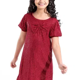 Hola Bonita Embellished Net A-Line Dress-image-18