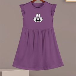 HELLCAT Girls Graphic Printed Cotton Fit & Flare Dress-image-100