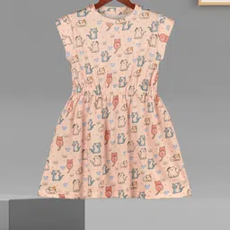HELLCAT Girls Conversational Printed Cotton A-Line Knee Length Dress-image-71