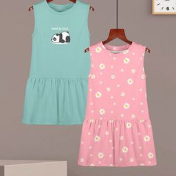 HELLCAT Girls Pack of 2 Graphic Printed A-Line Cotton-image-85