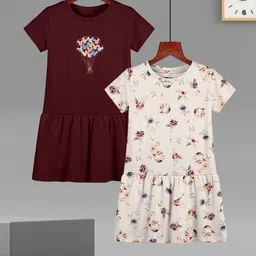 HELLCAT Girls Pack Of 2 Printed A-Line Dress-42