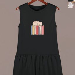 HELLCAT Girls Pack Of 2 Graphic Printed Cotton A-Line Knee Length Dress-image-82