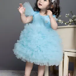 Foreverkidz Tie and Dye Flutter Sleeve Net A-Line Dress-13