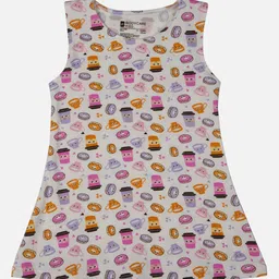 Bodycare Girls Conversational Print A-Line Cotton Dress-image-24