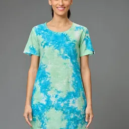GO DEVIL Tie and Dye A-Line Cotton Dress-image-29