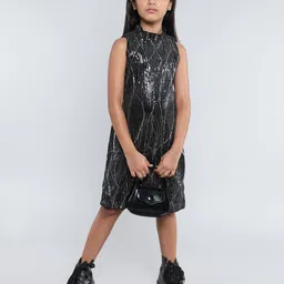 taffykids Print Velvet A-Line Dress-20