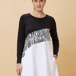 Being Human Round Neck Colourblocked A-Line Dress-image-18