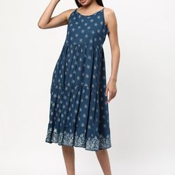 R&B Women Shoulder Straps Floral Print A-Line Dress-picture-34