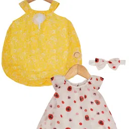 Creative Kids Infants Pack Of 2 Mickey Mouse Printed A-Line Dress With Attached Bodysuit-image-73