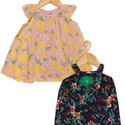 Creative Kids Infant Girls Pack Of 2 Printed A-Line Dress With Attached Bodysuit-image-68