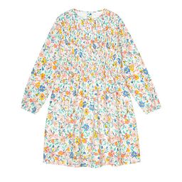 Budding Bees Round Neck Floral Print Cotton A-Line Dress-picture-10