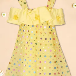 CUTECUMBER Cold-Shoulder Sleeves Applique A-Line Dress-picture-16