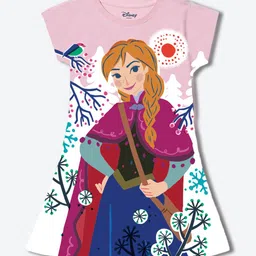 YK Disney Girls Cotton Graphic Printed  A-Line Dress-11