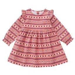 StyleCast Girls Red Floral Printed Round Neck Cotton Fit and Flare Dress-image-40
