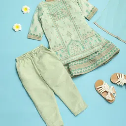 V-Mart Girls Kurta & Pyjama Clothing Set With Dupatta-image-19