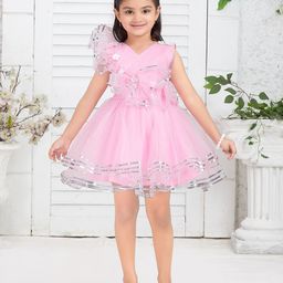 Aarika Girls V-Neck Embellished Opaque Net Peplum Dress-picture-16