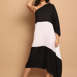 Blissence One Shoulder Kimono Sleeve Kaftan Maxi Dress-image-23