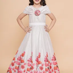 Bitiya by Bhama Girls Floral Printed Self Design Fit & Flared Maxi Dress-picture-42