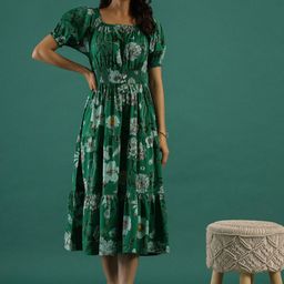 Sangria Fit & Flare Cotton Ethnic Dress-image-9