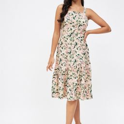Kibo Floral Crepe A-Line Midi Dress-image-26