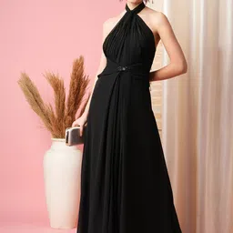 MISH X Halter Neck Georgette Maxi Dress-picture-10