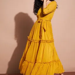 DressBerry Self Design Ruffled Georgette Fit & Flare Maxi Dress-5