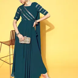 FashTown Georgette Ethnic Maxi Dress-picture-28