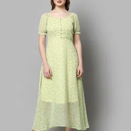 aayu Floral Printed Puff Sleeves Georgette Maxi A-Line Dress-image-39