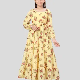 BAESD Girls Floral Printed Tiered Georgette Maxi Dress-image-27