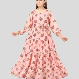 BAESD Girls -Coloured Floral Printed Georgette Maxi Dress-picture-13