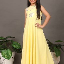 Ethnovog Girls Floral Embroidered Georgette Maxi Dress-image-27