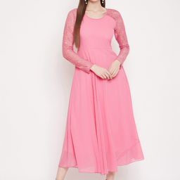 HELLO DESIGN Pink Georgette Midi Dress-image-93