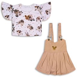 Wish Karo Girls Floral Printed Flutter Sleeves Cotton Pinafore Dress With Top-image-74