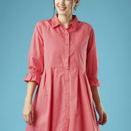 Globus Shirt Collar A-Line Dress-image-80