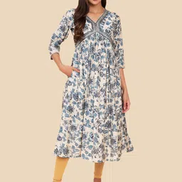 Label Khoj Floral Printed Silk A-Line Kurta-43