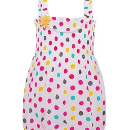 Wish Karo Girls Yellow & Pink Polka Dots Printed A-Line Dress-image-23