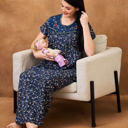 AV2 Printed Maternity Pure Cotton Maxi Nightdress-image-49